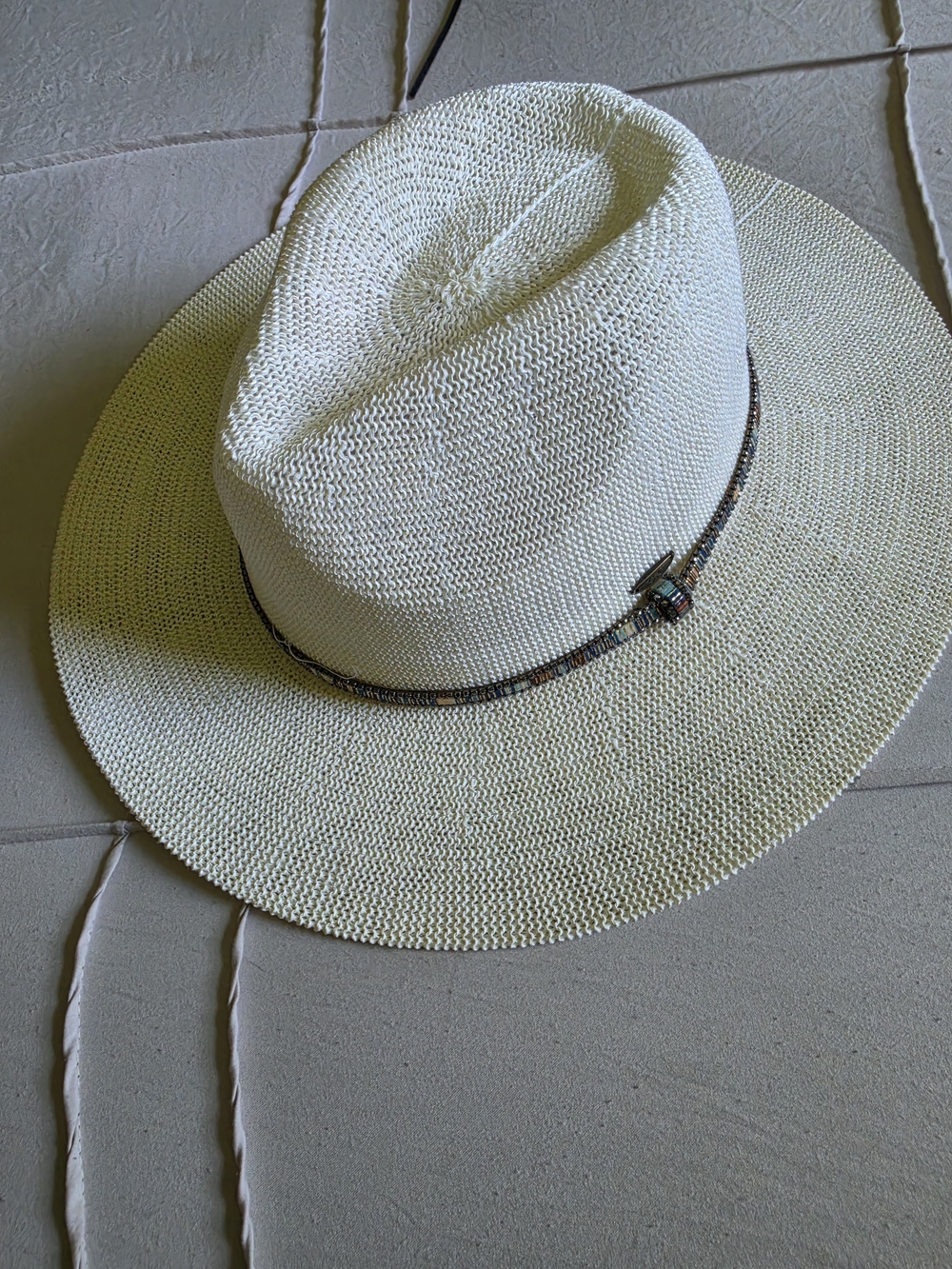 CC Boutique Cream Straw Fedora Hat with Braided Accent